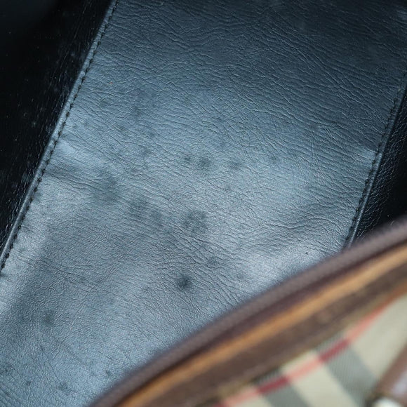 Burberrys Nova Check Boston Bag Canvas Leather 3 Set Beige Red Auth 150204