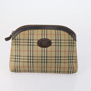 Burberrys Nova Check Boston Bag Canvas Leather 3 Set Beige Red Auth 150204-16