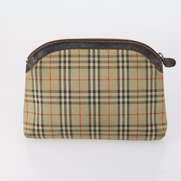 Burberrys Nova Check Boston Bag Canvas Leather 3 Set Beige Red Auth 150204