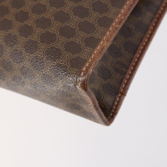 CELINE Macadam Canvas Clutch Bag PVC Leather 2 Set Brown Beige Auth 150205