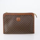 CELINE Macadam Canvas Clutch Bag PVC Leather 2 Set Brown Beige Auth 150205-7