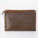 CELINE Macadam Canvas Clutch Bag PVC Leather 2 Set Brown Beige Auth 150205-8