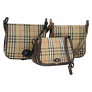 Burberrys Nova Check Shoulder Bag Canvas Leather 3 Set Beige Auth 150206-1