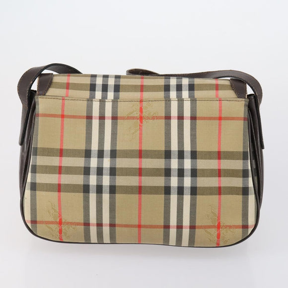 Burberrys Nova Check Shoulder Bag Canvas Leather 3 Set Beige Auth 150206