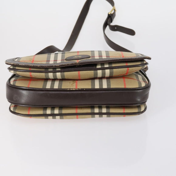 Burberrys Nova Check Shoulder Bag Canvas Leather 3 Set Beige Auth 150206