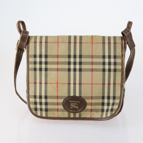 Burberrys Nova Check Shoulder Bag Canvas Leather 3 Set Beige Auth 150206