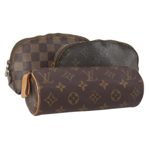 LOUIS VUITTON Monogram Pouch 3 Set LV Auth 150208