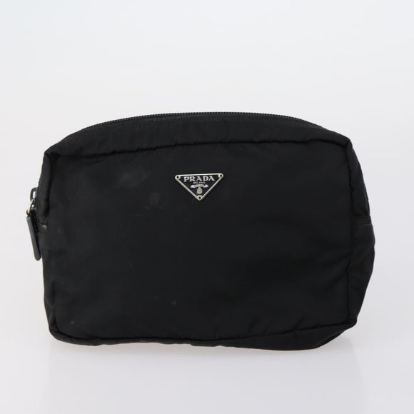 PRADA Pouch Nylon 2 Set Black Blue Auth 150209