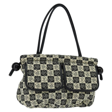 CHANEL Tote Bag Canvas Black Silver CC Auth 150268