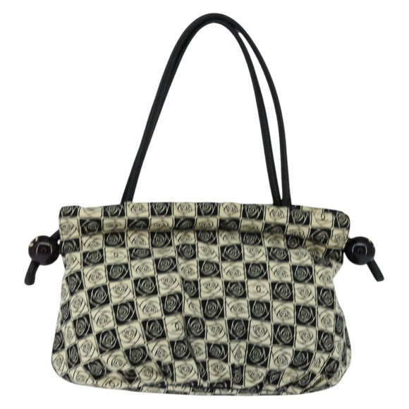 CHANEL Tote Bag Canvas Black Silver CC Auth 150268