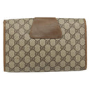 GUCCI GG Supreme Web Sherry Line Clutch Bag PVC Beige Gold 89 01 030 Auth 150270-3