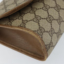 GUCCI GG Supreme Web Sherry Line Clutch Bag PVC Beige Gold 89 01 030 Auth 150270-9