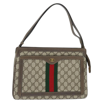 GUCCI GG Supreme Web Sherry Line Bag PVC Beige Gold 41 02 013 Auth 150271