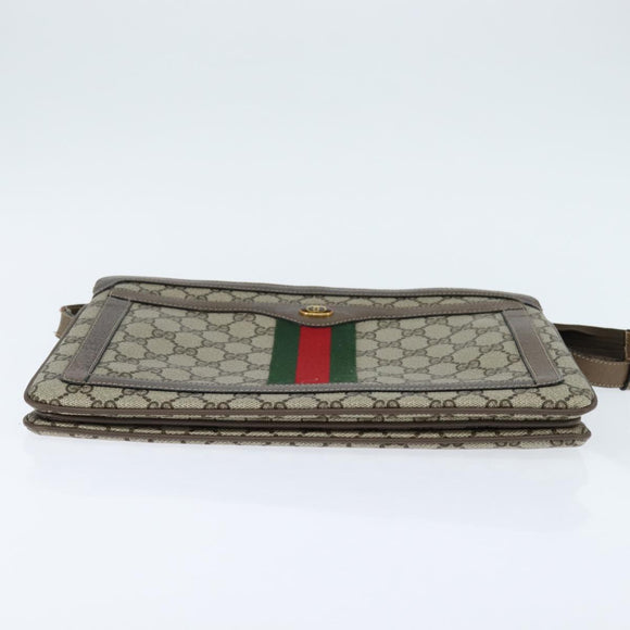 GUCCI GG Supreme Web Sherry Line Bag PVC Beige Gold 41 02 013 Auth 150271