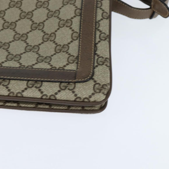 GUCCI GG Supreme Web Sherry Line Bag PVC Beige Gold 41 02 013 Auth 150271