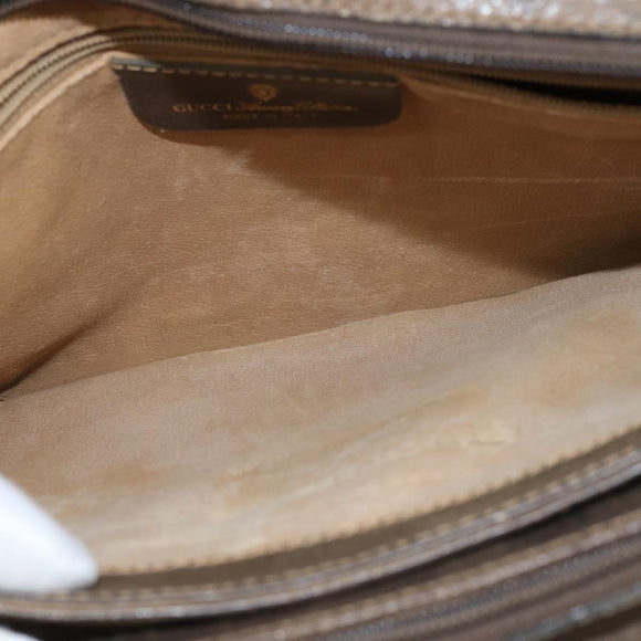 GUCCI GG Supreme Web Sherry Line Bag PVC Beige Gold 41 02 013 Auth 150271