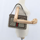 GUCCI GG Supreme Web Sherry Line Bag PVC Beige Gold 41 02 013 Auth 150271-25