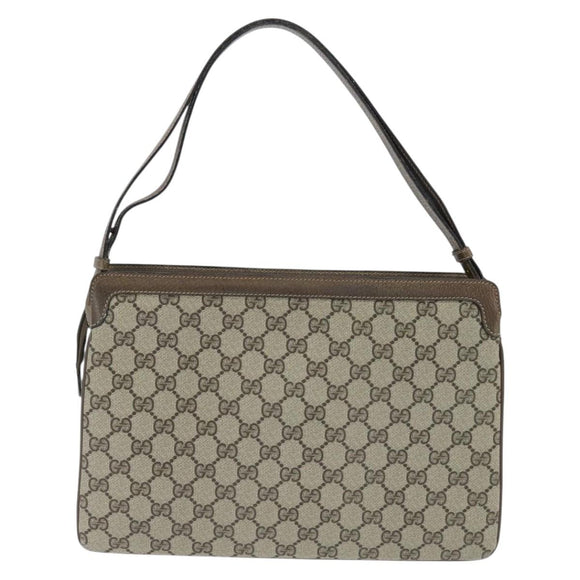 GUCCI GG Supreme Web Sherry Line Bag PVC Beige Gold 41 02 013 Auth 150271