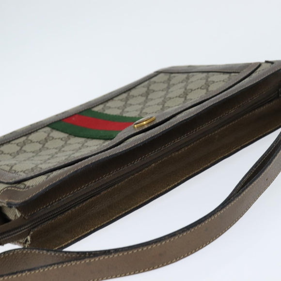 GUCCI GG Supreme Web Sherry Line Bag PVC Beige Gold 41 02 013 Auth 150271