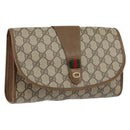 GUCCI GG Supreme Web Sherry Line Clutch Bag PVC Beige Gold 89 01 030 Auth 150272-1