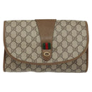 GUCCI GG Supreme Web Sherry Line Clutch Bag PVC Beige Gold 89 01 030 Auth 150272-13