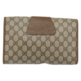 GUCCI GG Supreme Web Sherry Line Clutch Bag PVC Beige Gold 89 01 030 Auth 150272 - 0