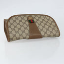 GUCCI GG Supreme Web Sherry Line Clutch Bag PVC Beige Gold 89 01 030 Auth 150272-5