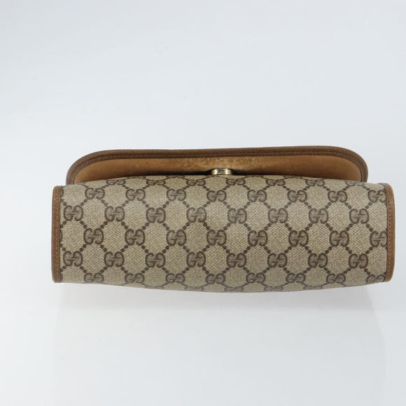 GUCCI GG Supreme Web Sherry Line Clutch Bag PVC Beige Gold 89 01 030 Auth 150272