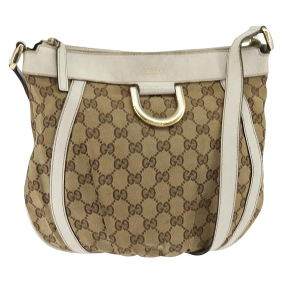 GUCCI GG Canvas Abbey Shoulder Bag Beige Gold 203257 Auth 150275