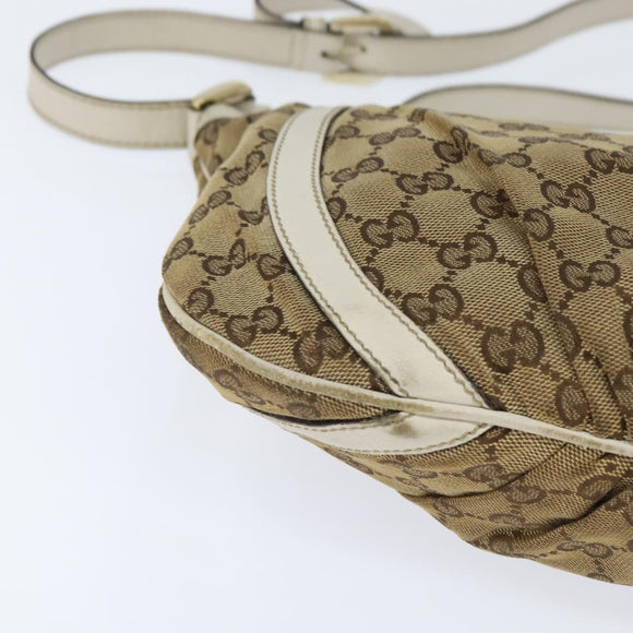 GUCCI GG Canvas Abbey Shoulder Bag Beige Gold 203257 Auth 150275