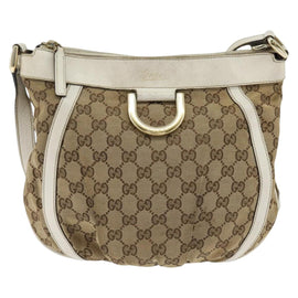 GUCCI GG Canvas Abbey Shoulder Bag Beige Gold 203257 Auth 150275 - 0
