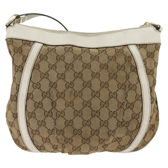 GUCCI GG Canvas Abbey Shoulder Bag Beige Gold 203257 Auth 150275