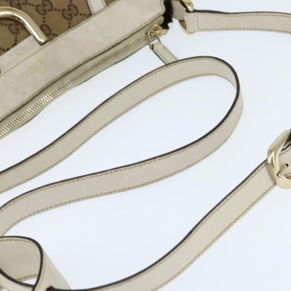 GUCCI GG Canvas Abbey Shoulder Bag Beige Gold 203257 Auth 150275