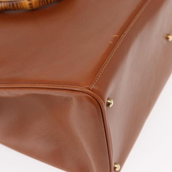 GUCCI Bamboo Hand Bag Leather 2way Brown Gold 002 2855 03222 0 Auth 150280