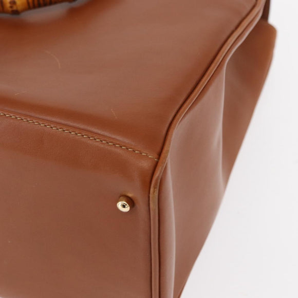 GUCCI Bamboo Hand Bag Leather 2way Brown Gold 002 2855 03222 0 Auth 150280