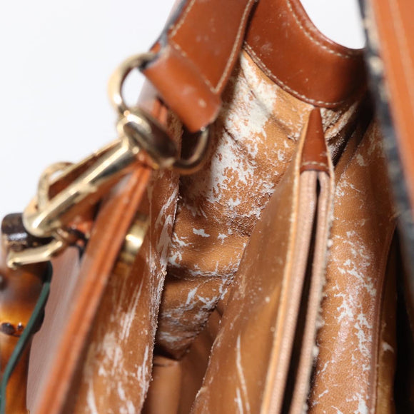 GUCCI Bamboo Hand Bag Leather 2way Brown Gold 002 2855 03222 0 Auth 150280