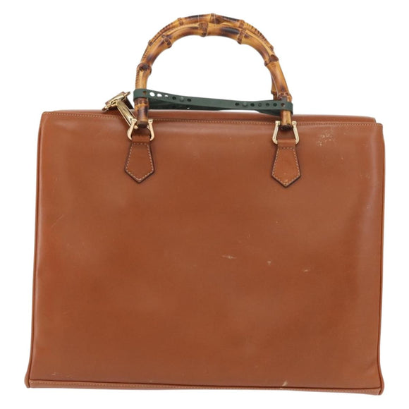 GUCCI Bamboo Hand Bag Leather 2way Brown Gold 002 2855 03222 0 Auth 150280