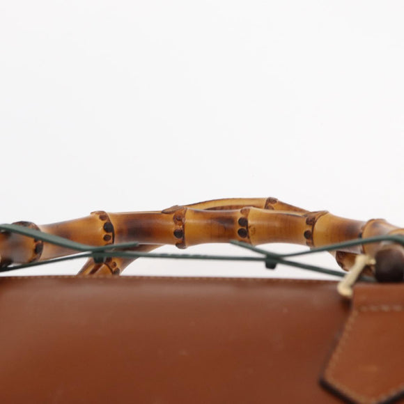 GUCCI Bamboo Hand Bag Leather 2way Brown Gold 002 2855 03222 0 Auth 150280