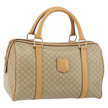 CELINE Macadam Canvas Boston Bag PVC Beige Gold Auth 150281
