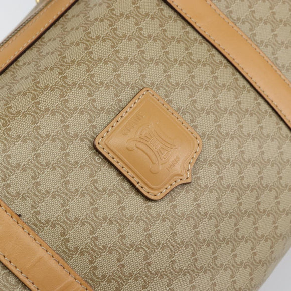 CELINE Macadam Canvas Boston Bag PVC Beige Gold Auth 150281