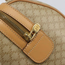 CELINE Macadam Canvas Boston Bag PVC Beige Gold Auth 150281-16