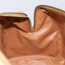 CELINE Macadam Canvas Boston Bag PVC Beige Gold Auth 150281-18