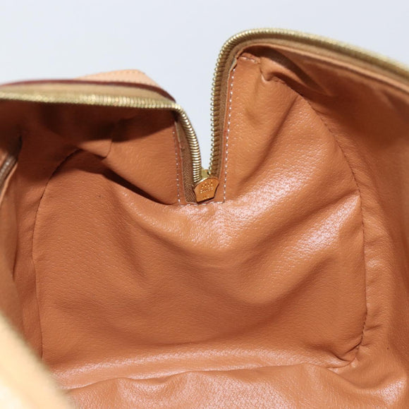 CELINE Macadam Canvas Boston Bag PVC Beige Gold Auth 150281