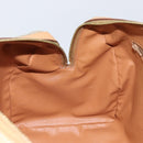 CELINE Macadam Canvas Boston Bag PVC Beige Gold Auth 150281-19