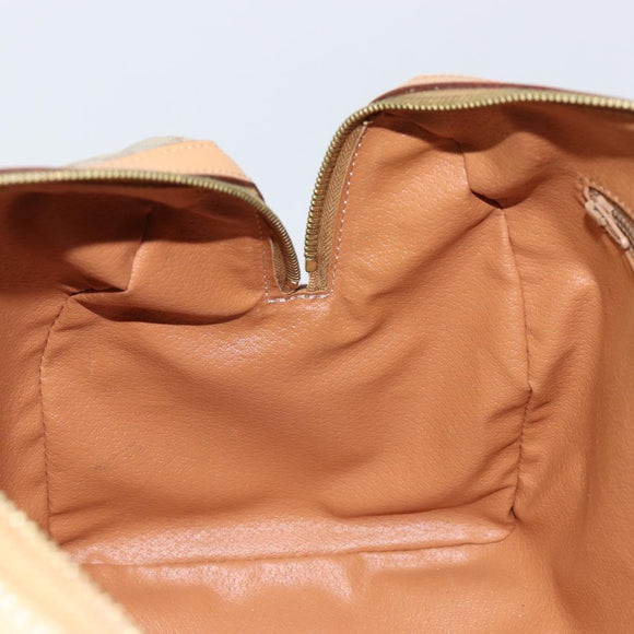 CELINE Macadam Canvas Boston Bag PVC Beige Gold Auth 150281