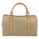 CELINE Macadam Canvas Boston Bag PVC Beige Gold Auth 150281-3
