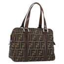 FENDI Zucca Canvas Boston Bag Black Brown Auth 150282-1