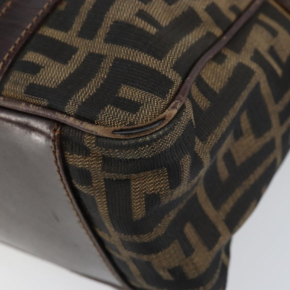 FENDI Zucca Canvas Boston Bag Black Brown Auth 150282
