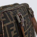 FENDI Zucca Canvas Boston Bag Black Brown Auth 150282-9