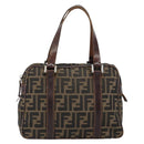 FENDI Zucca Canvas Boston Bag Black Brown Auth 150282-13